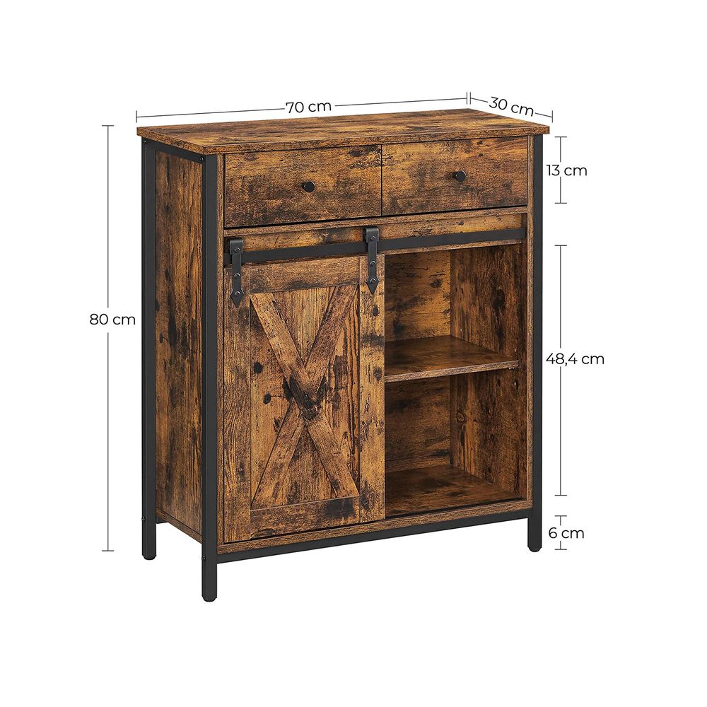 Dressoir met schuifdeur en 2 lades - Vintagebruin