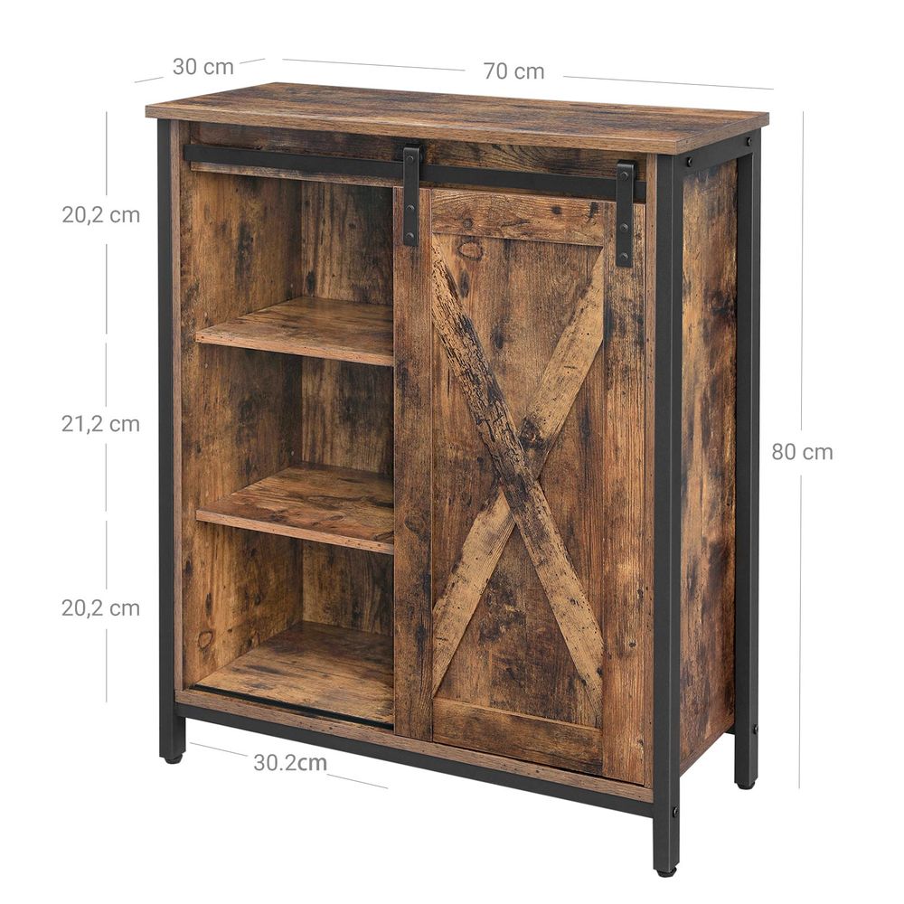 Industriële kast met schuifdeur - Vintagebruin