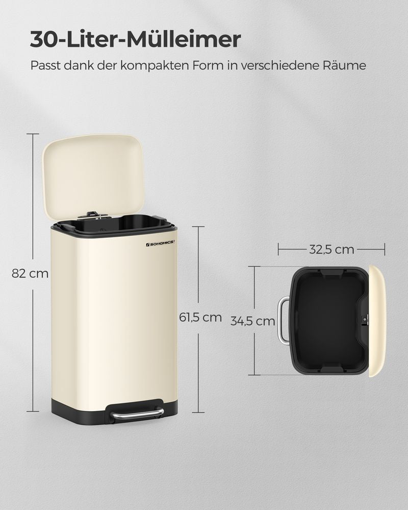 Vuilnisbak 30L - Romig Wit