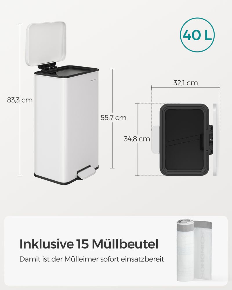 Pedaalemmer 40L - Wit
