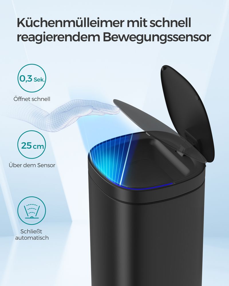 Pedaalemmer met bewegingssensor 50L - Zwart