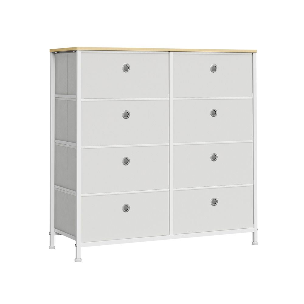 Opbergkast met metalen frame - Creme wit + Eiken