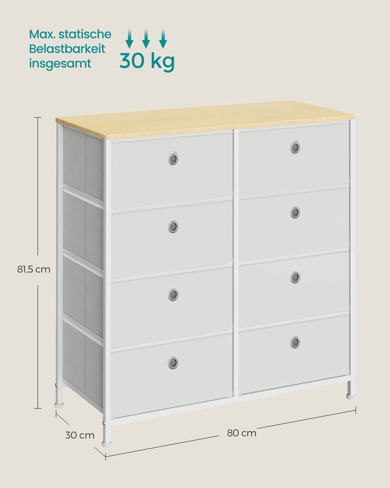 Opbergkast met metalen frame - Creme wit + Eiken
