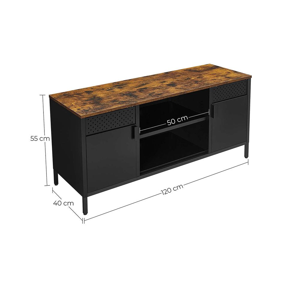 TV-meubel met verstelbare planken - Vintagebruin + Matzwart