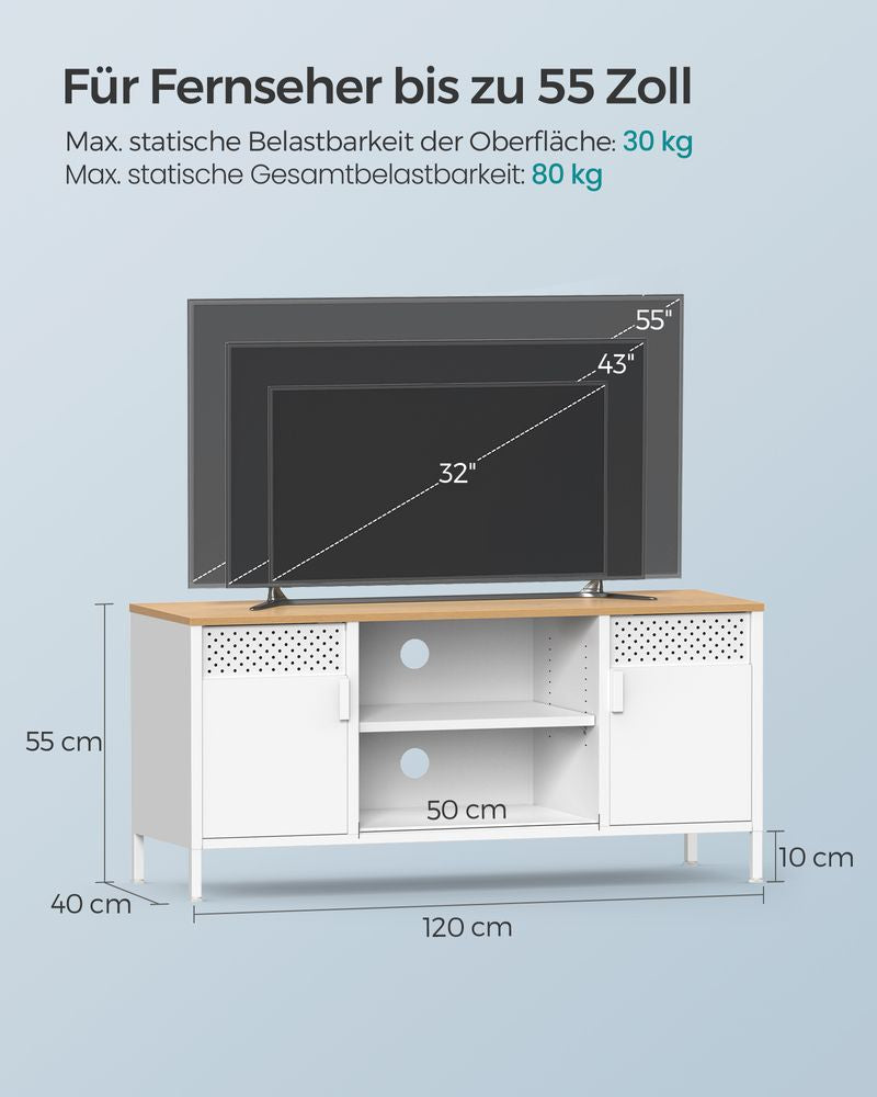 TV-meubel met verstelbare planken - Eikenbruin + Wit