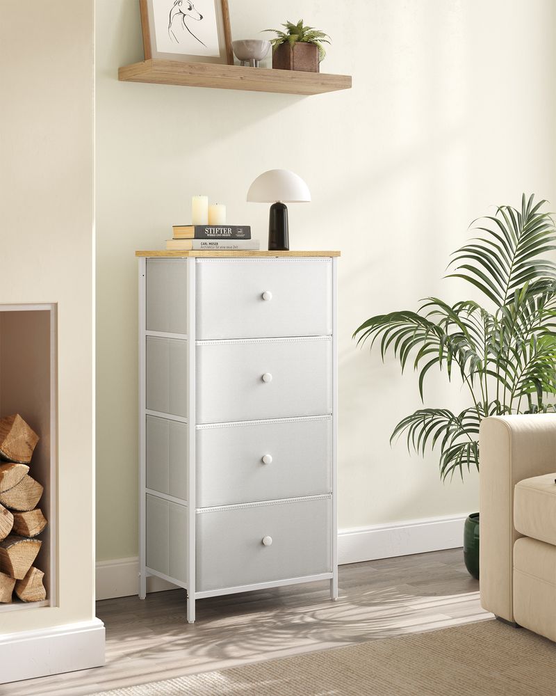 Ladekast met metalen frame - Eiken + Wit