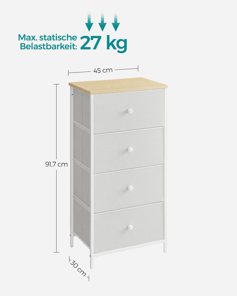 Ladekast met metalen frame - Eiken + Wit