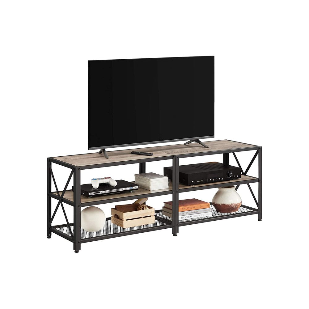 TV meubel met planken - Grijs + Zwart (Tot 60 inch)