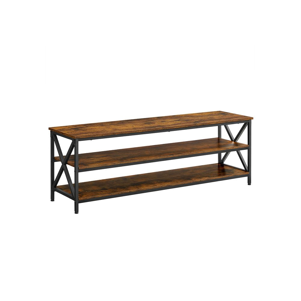 TV-plank met 3 niveaus - Vintagebruin + Zwart