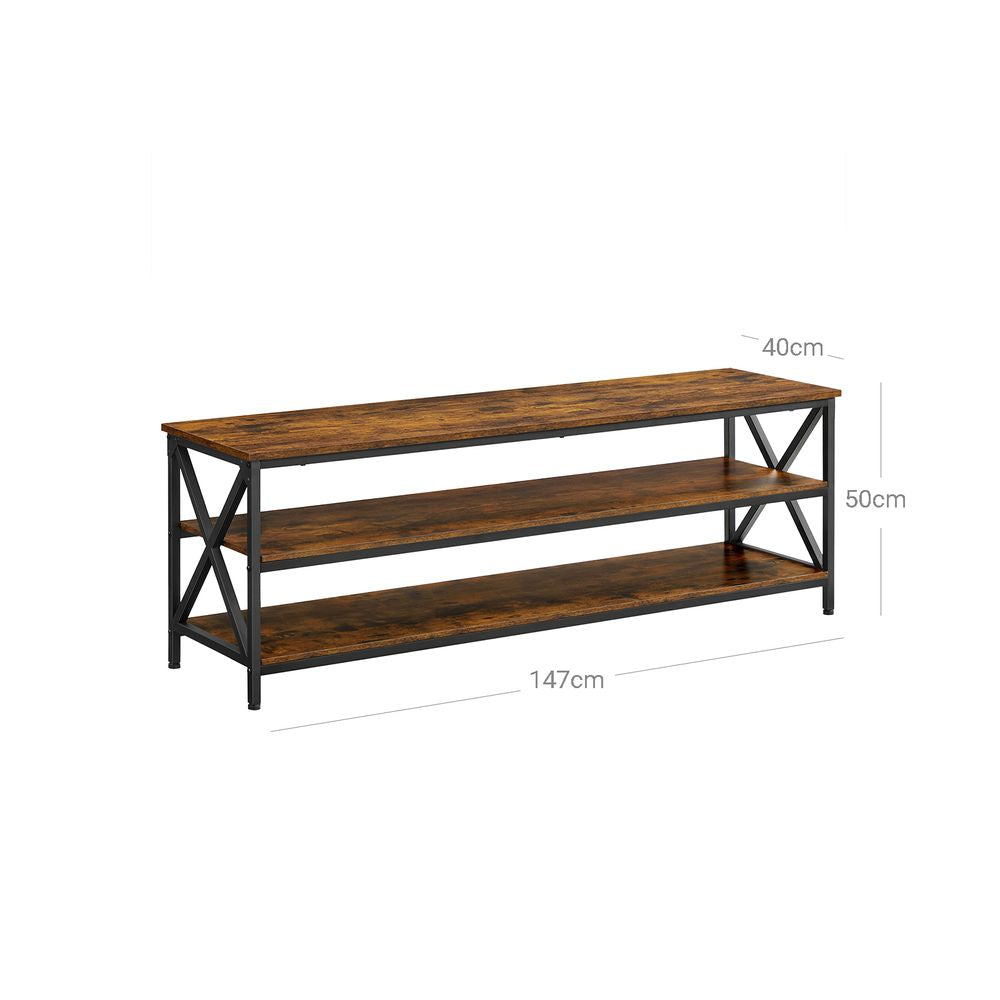 TV-plank met 3 niveaus - Vintagebruin + Zwart