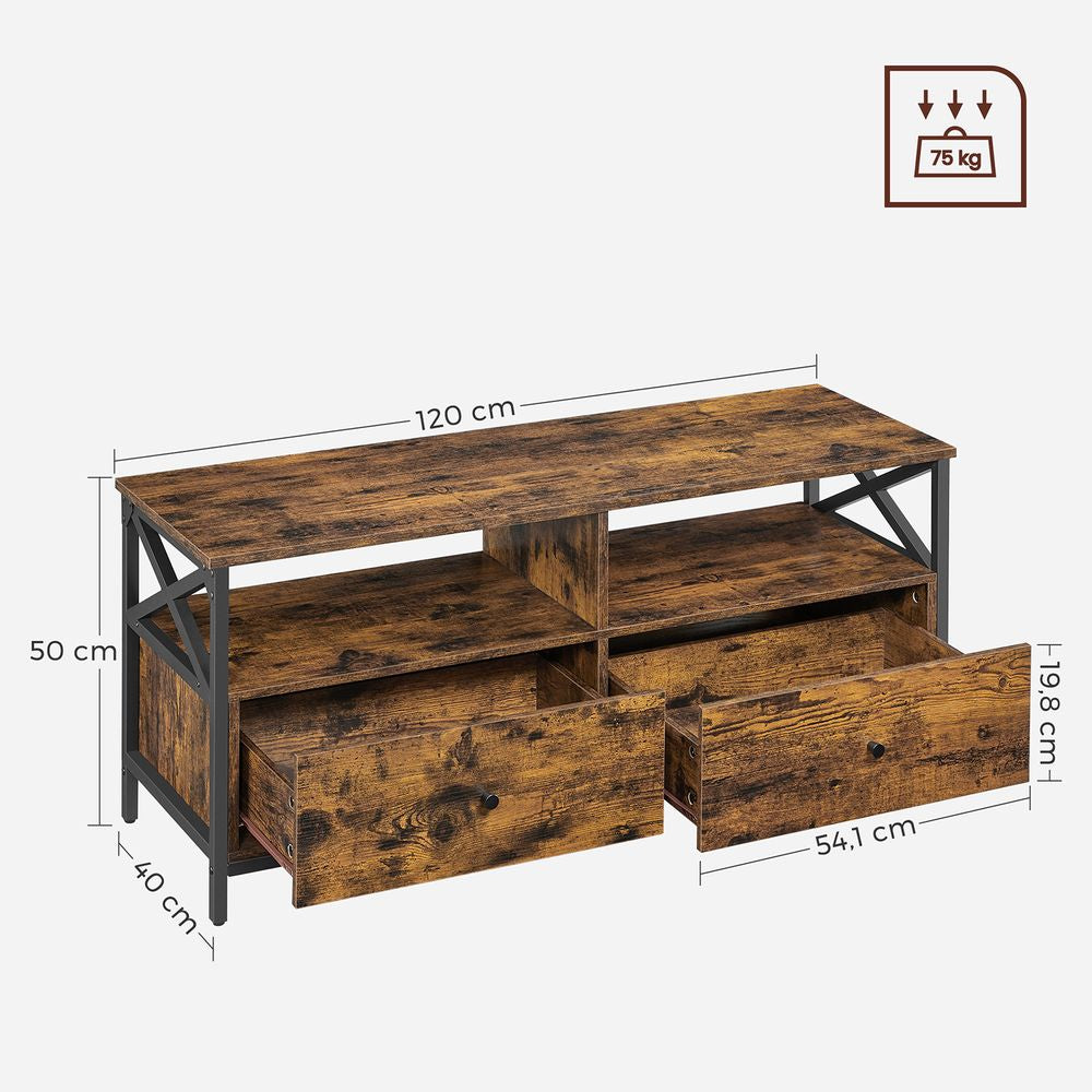 TV-meubel 120 x 40 x 50 cm - Rustiek bruin + Zwart