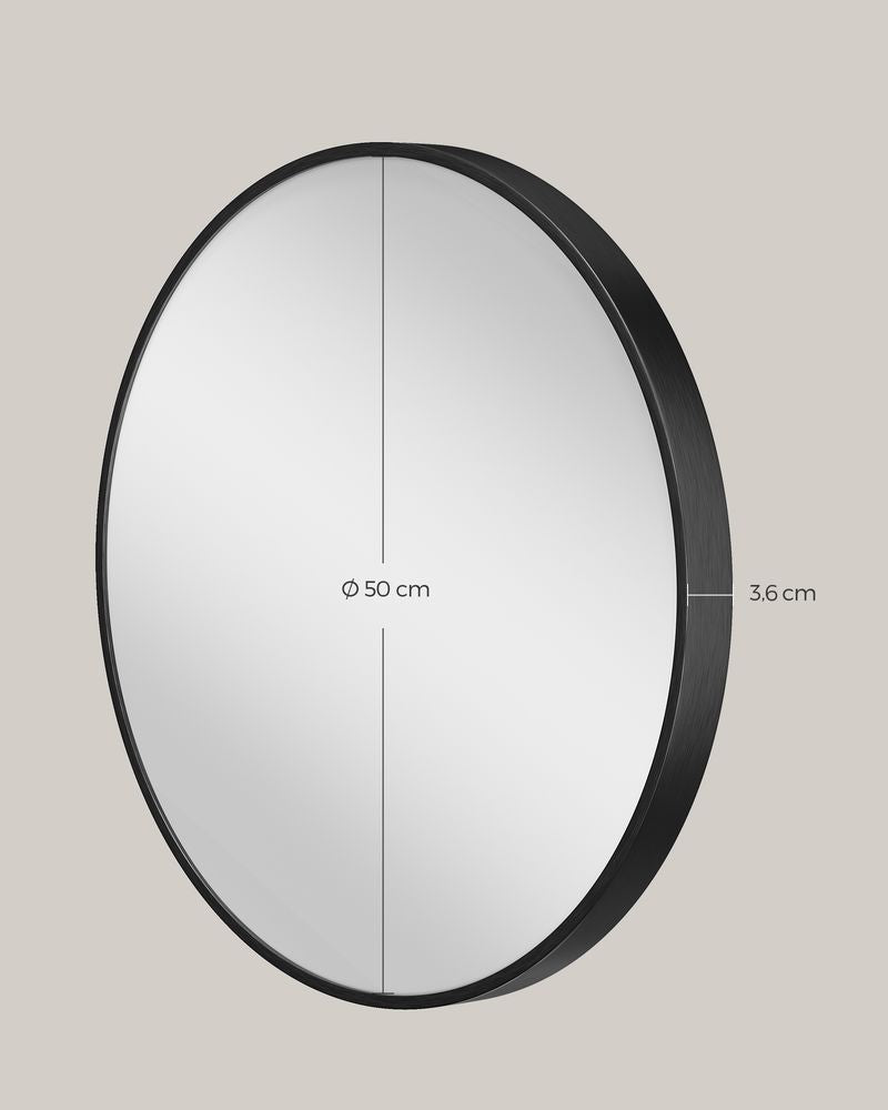 Ronde wandspiegel 50CM - Zwart