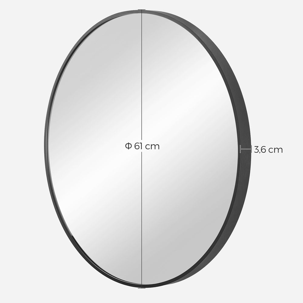Ronde wandspiegel 61CM - Zwart