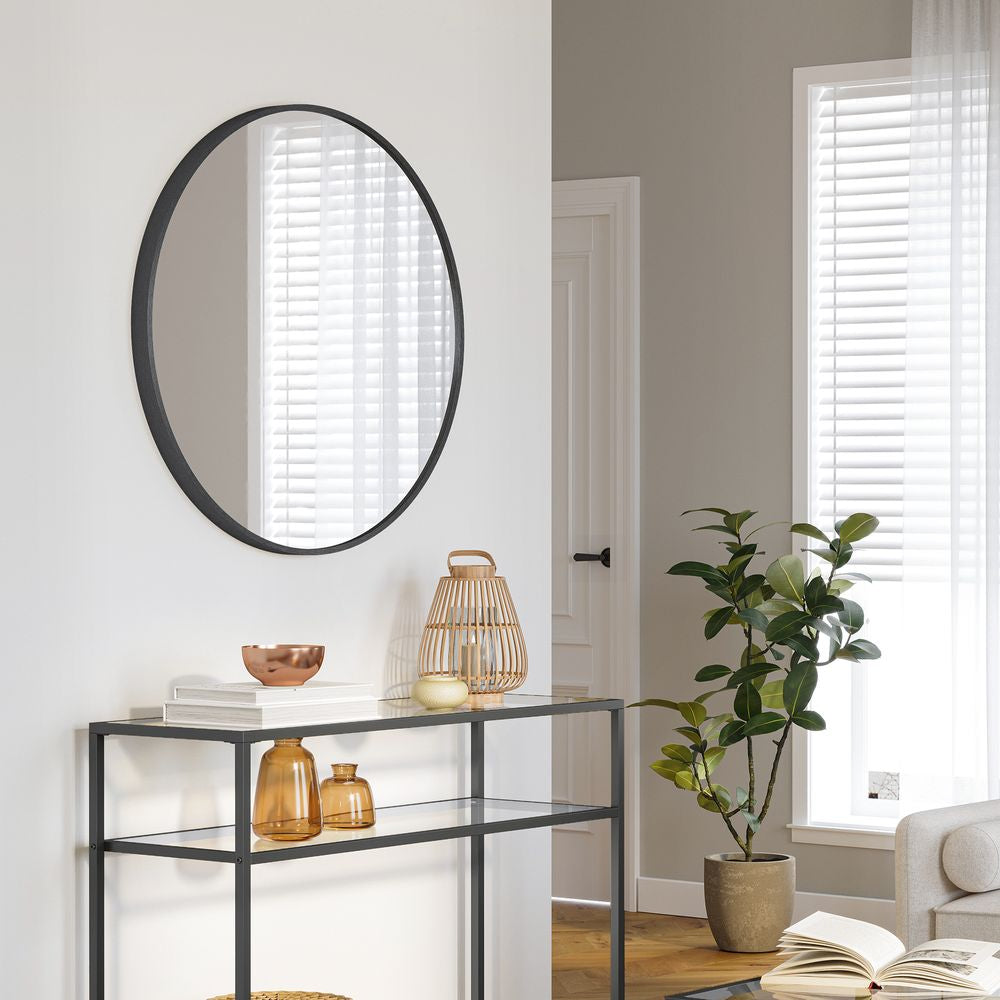 Ronde wandspiegel 76CM - Zwart
