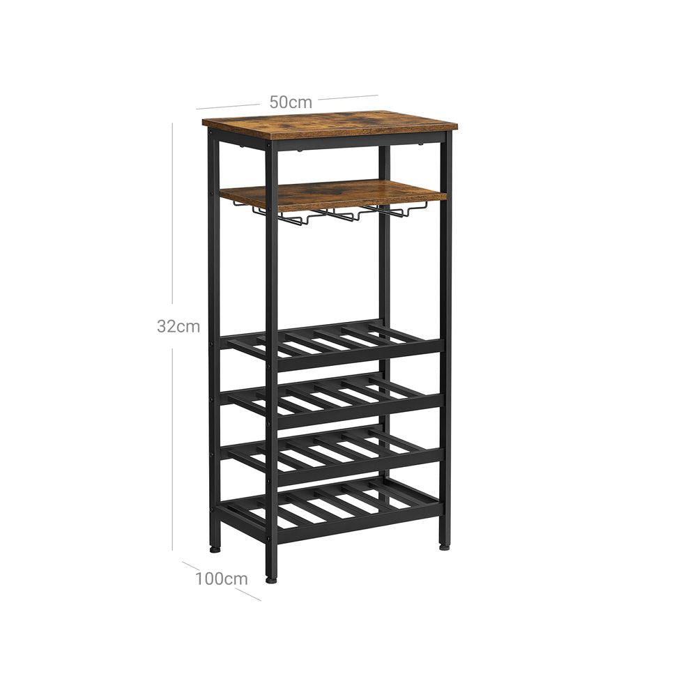 Wijnrek 20 flessen - Vintagebruin + Zwart