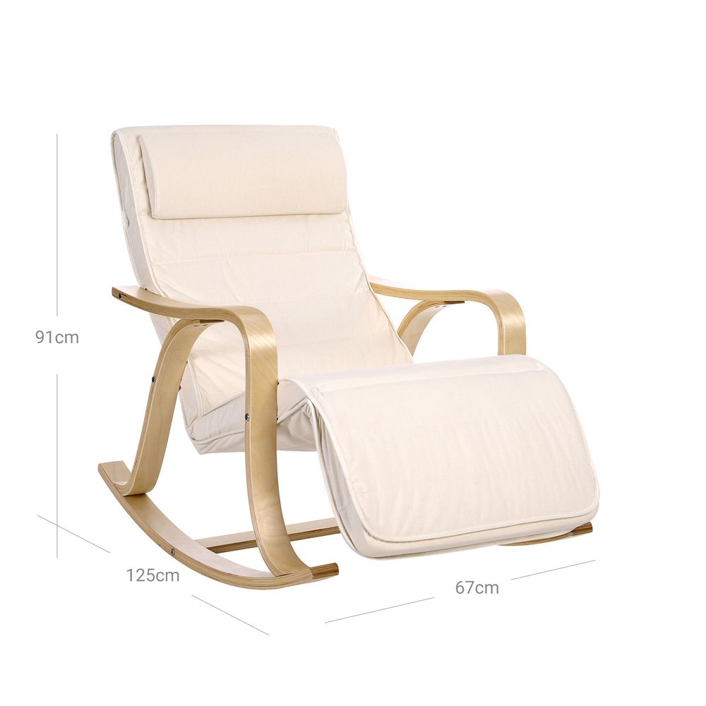 Berkenhouten schommelstoel - Beige