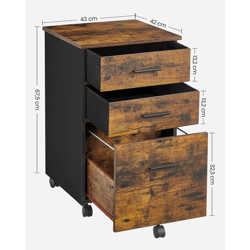 Archiefkast met 3 lades - Vintage bruin