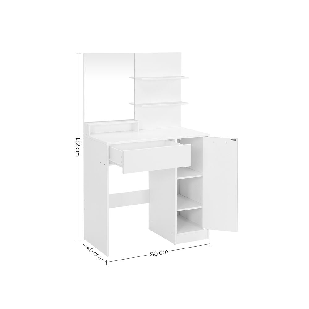 Kaptafel met planken en lade wit