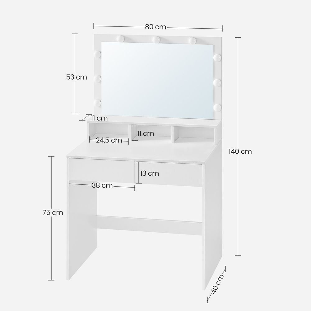 Kaptafel met spiegel en LED-lampen