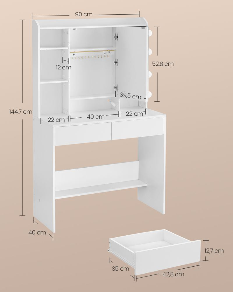 Moderne kaptafel met spiegel en lades