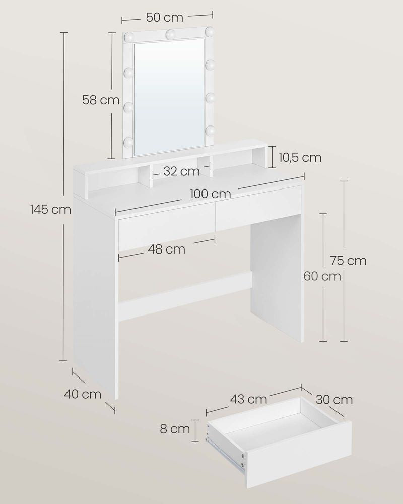 Kaptafel met LED-verlichting - Wit