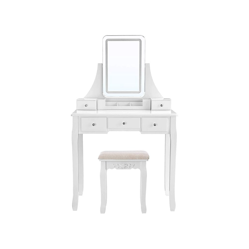 Kaptafel met LED-verlichting en witte spiegel