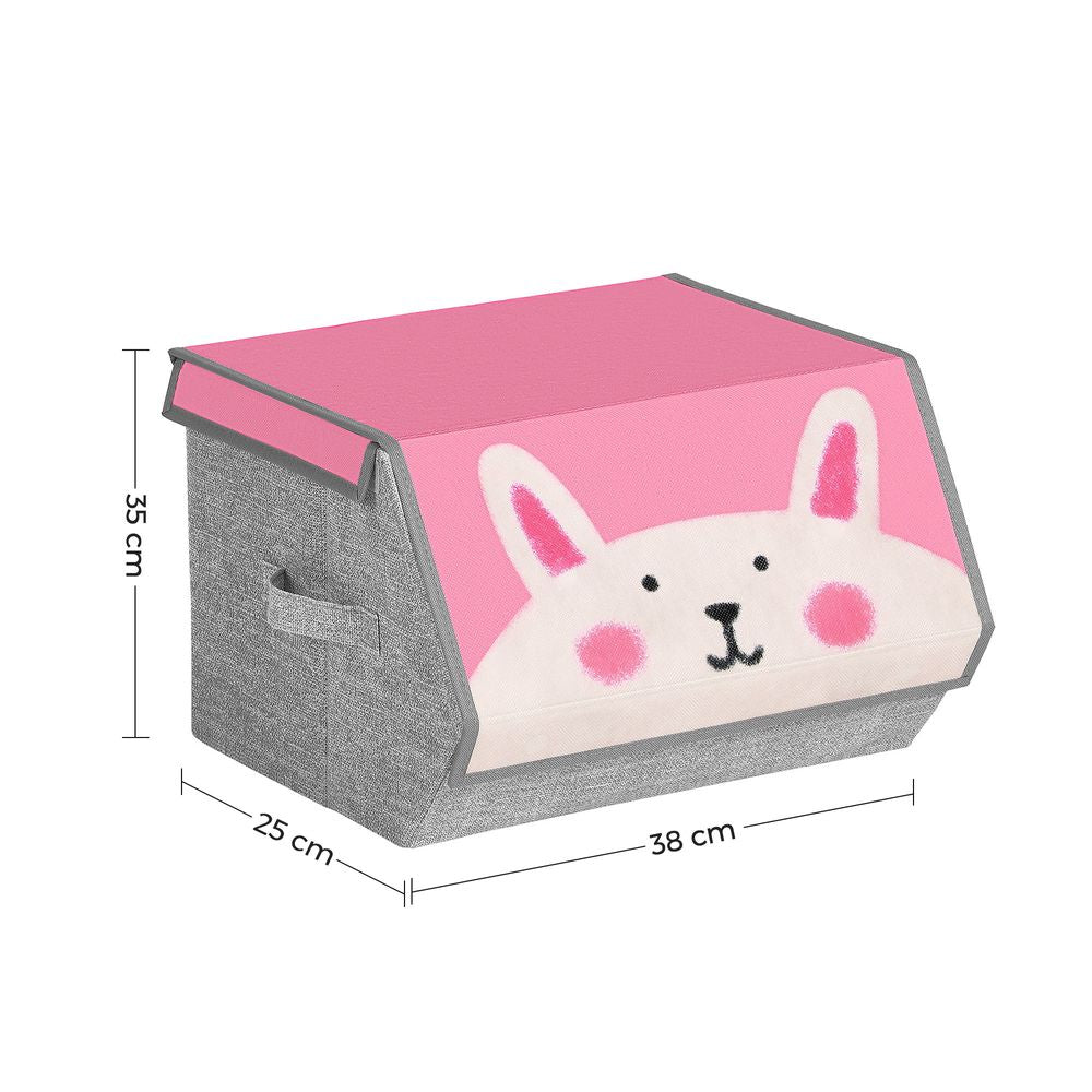 Set van 3 stoffen dozen met deksels "Leeuw, konijn, kattenmotieven"
