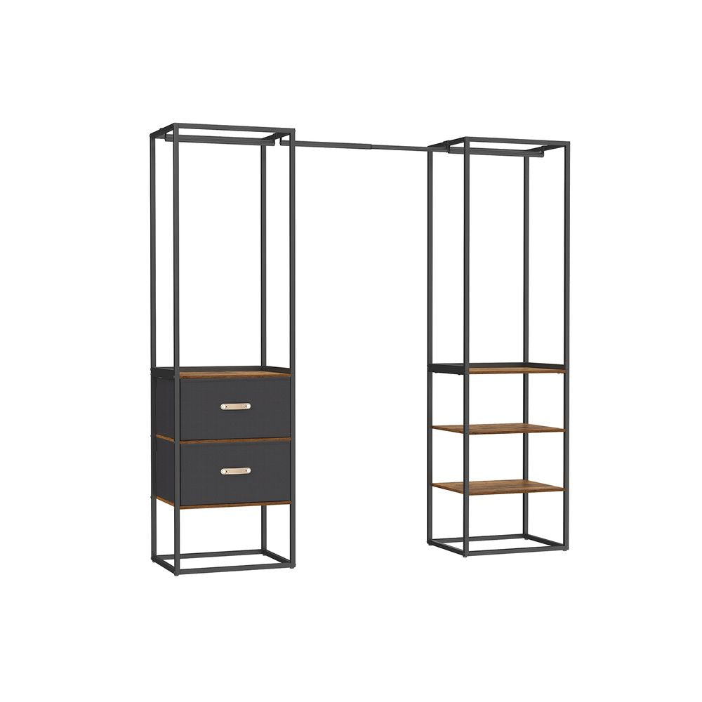 Kledingrek met 2 lades en 4 planken - Vintagebruin