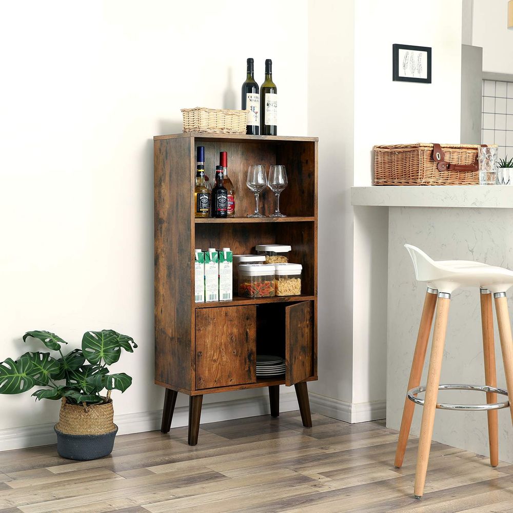 Retro boekenkast met deuren 60 x 30 x 120 cm