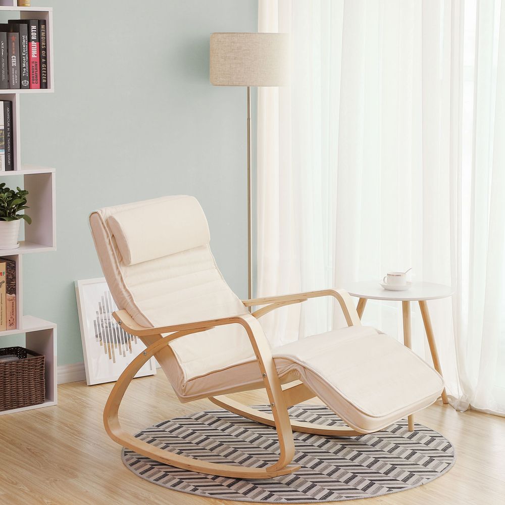 Schommelstoel berkenhout - Beige