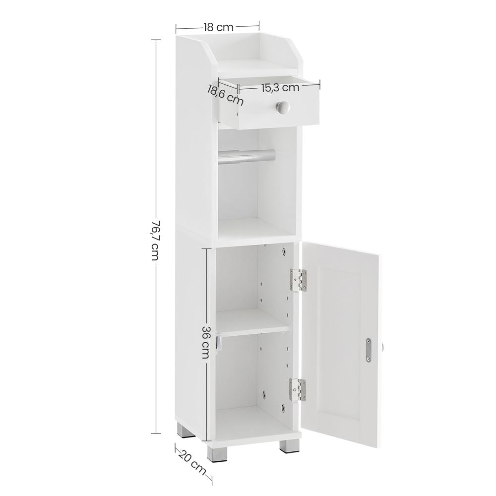 Smalle kast met toiletrol houder - Wit