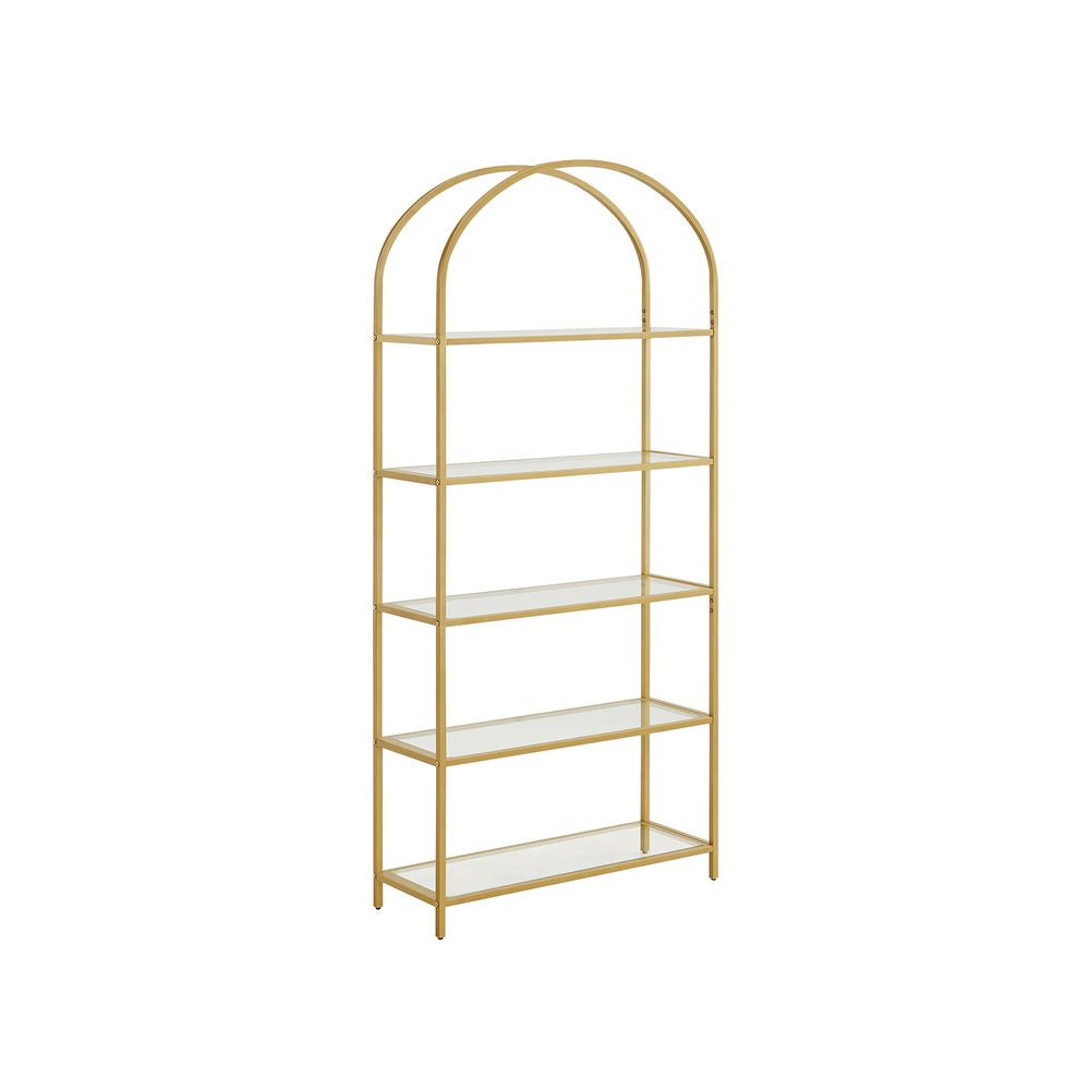 Metalen kast met gehard glas - Goud + Transparant