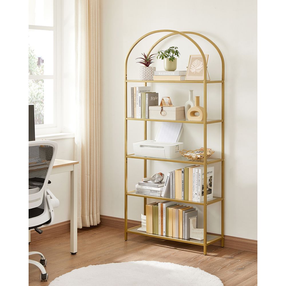Metalen kast met gehard glas - Goud + Transparant