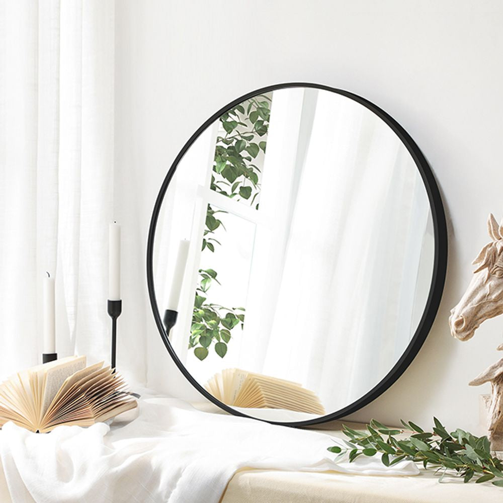 Ronde wandspiegel 76CM - Zwart