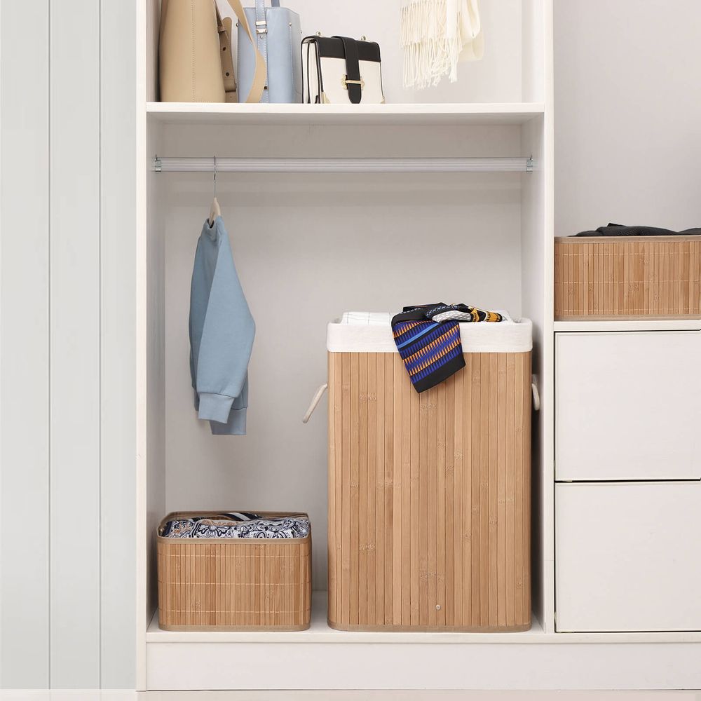 Wasmand bamboe 72L - Natuurlijke kleuren