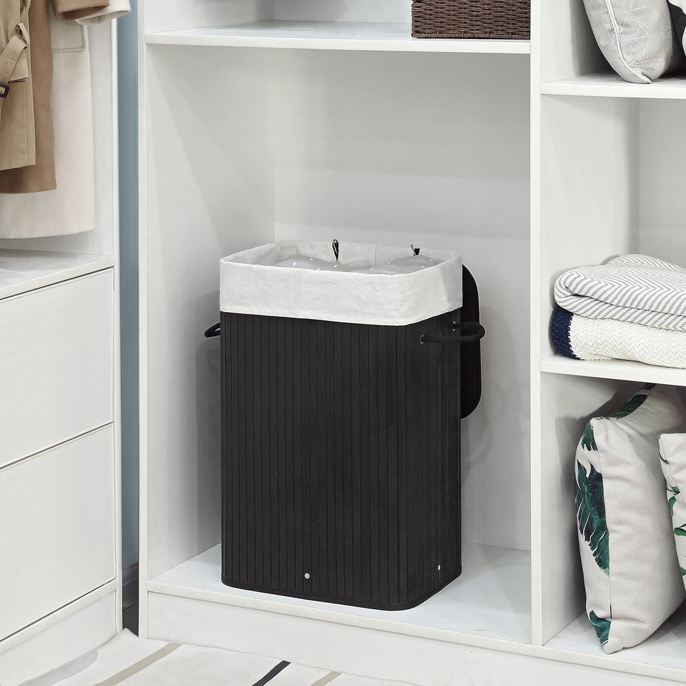 Wasmand bamboe 72L - Zwart