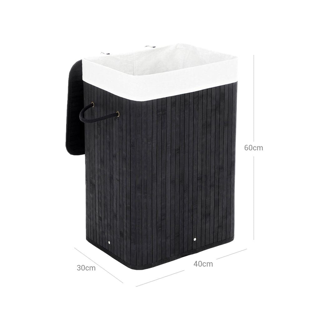 Wasmand bamboe 72L - Zwart
