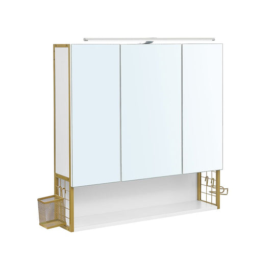 Spiegelkast met verlichting - Wit + Goud