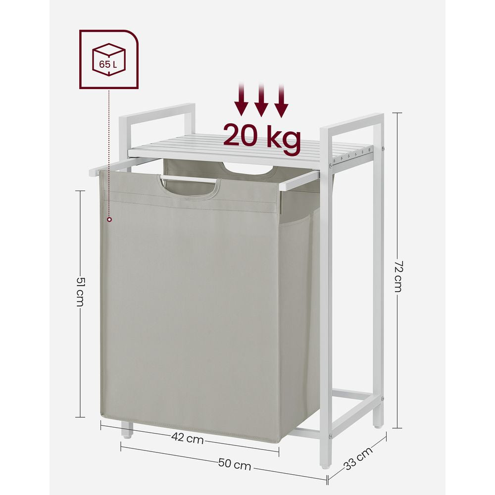 Wasmand 65L - Wit + Beige