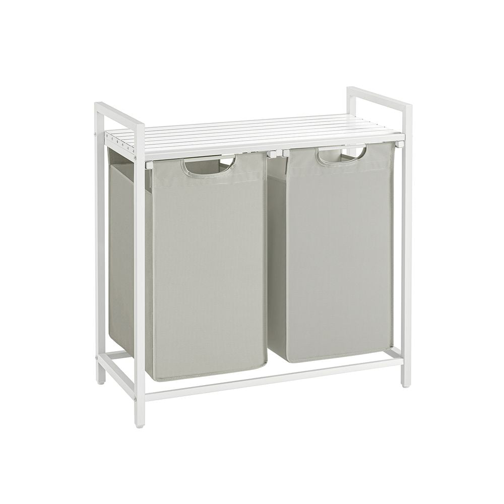 Wasmand 92L - Wit + Beige