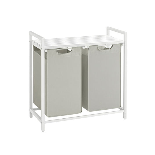Wasmand 92L - Wit + Beige