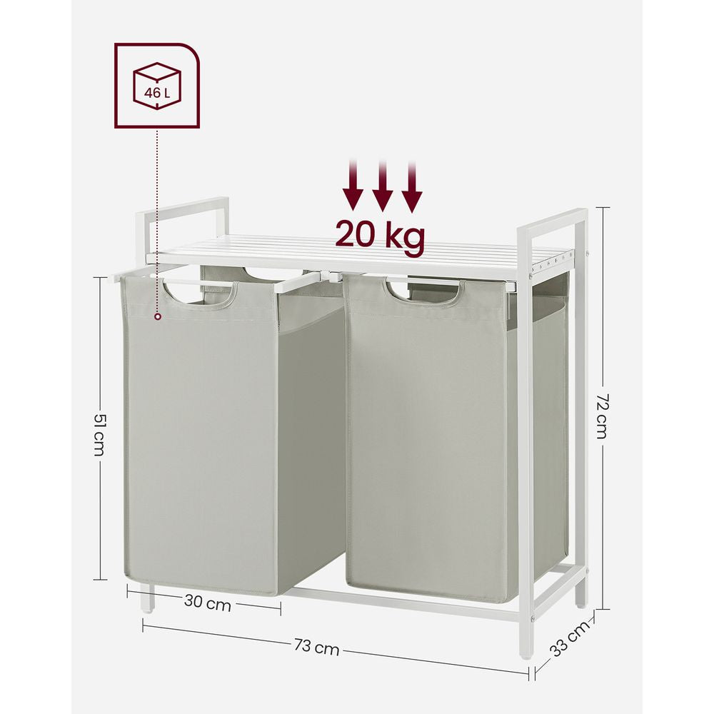 Wasmand 92L - Wit + Beige