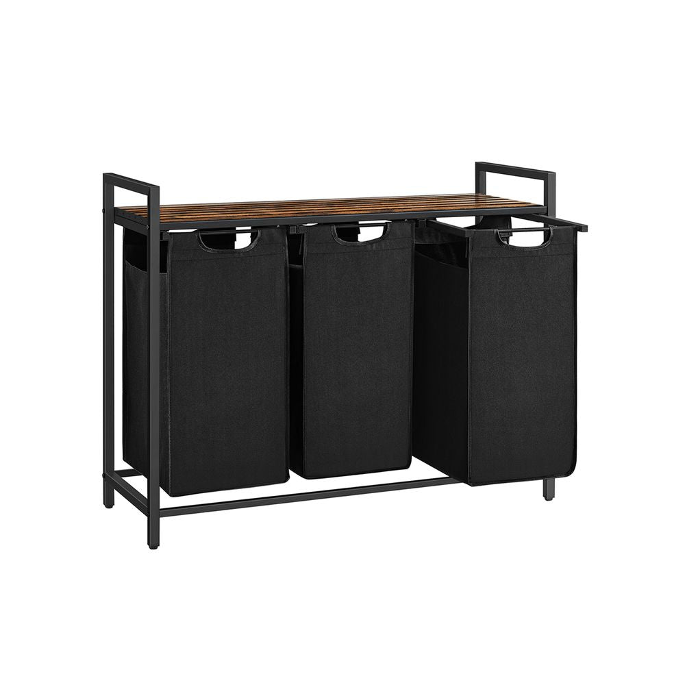 Wasmand 3x 38L - Vintagebruin + Zwart