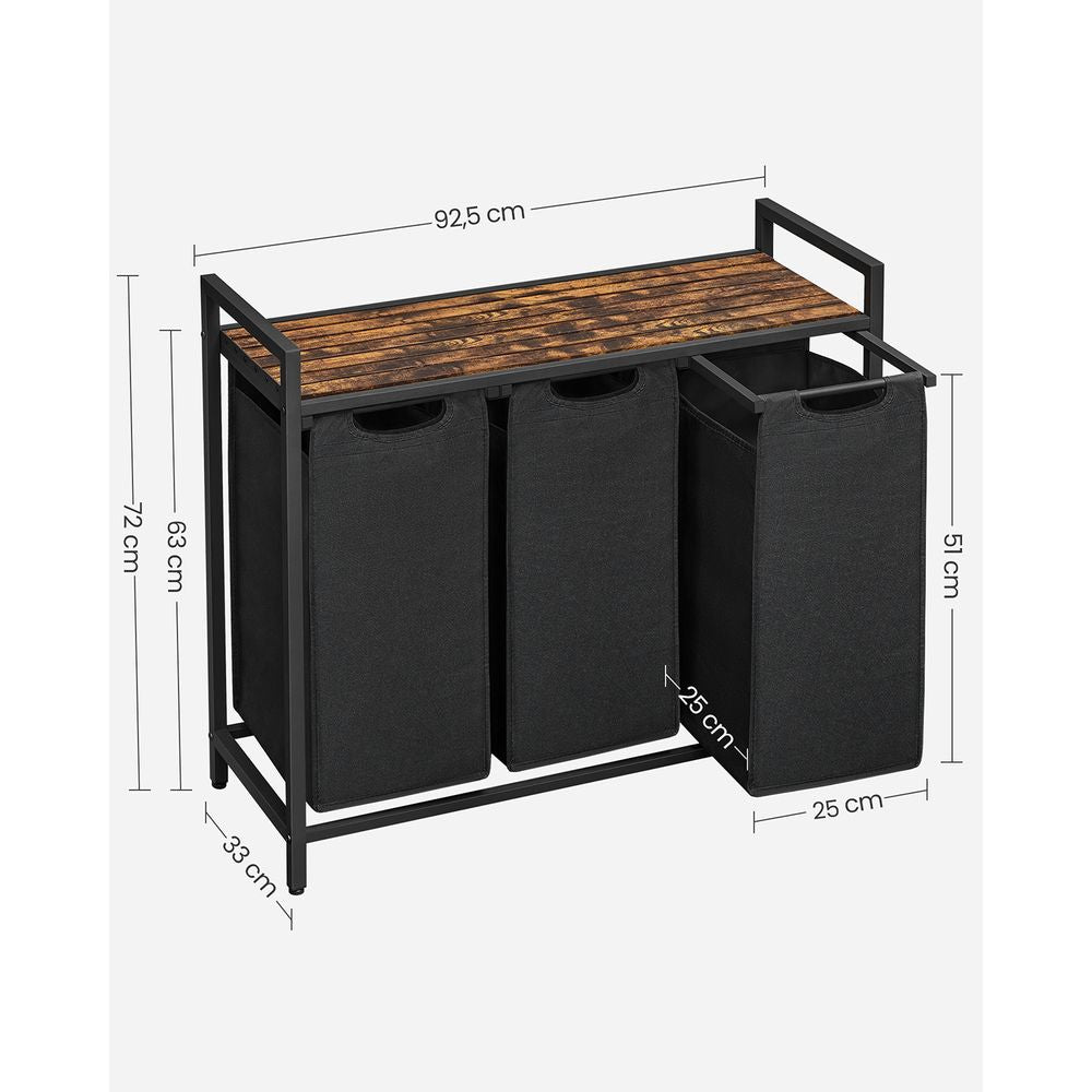 Wasmand 3x 38L - Vintagebruin + Zwart