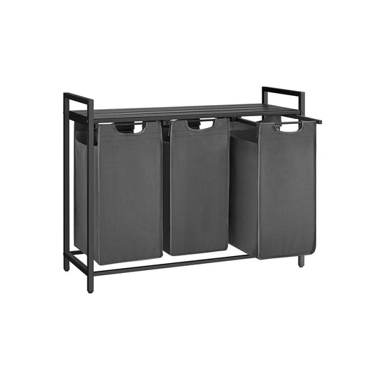 Wasmand 3x 38L - Zwart + Grijs