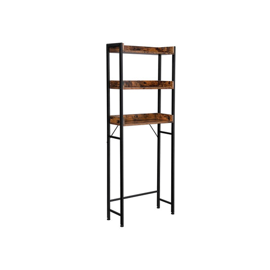 Hoge kast met 3 open planken - Vintagebruin + Zwart