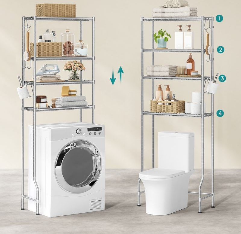 4-laags toiletplank met plankenhaken - Duifgrijs