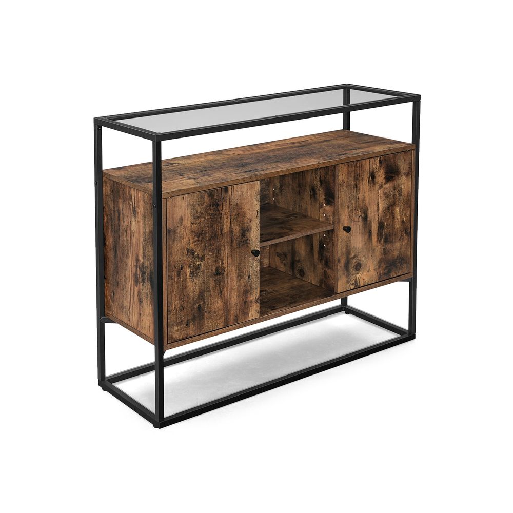 Dressoir met glazen oppervlak - Vintagebruin