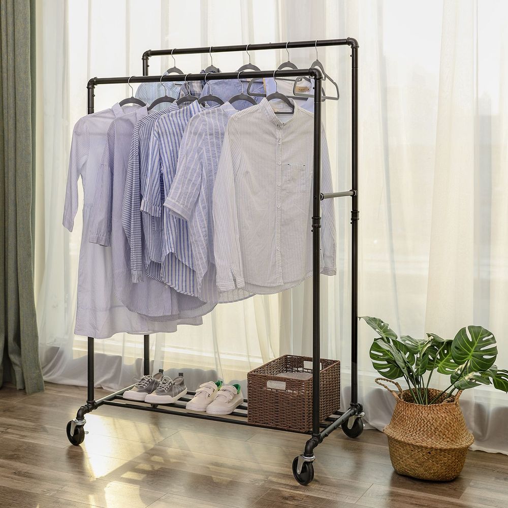 Kledingrek met dubbele stang - Zwart