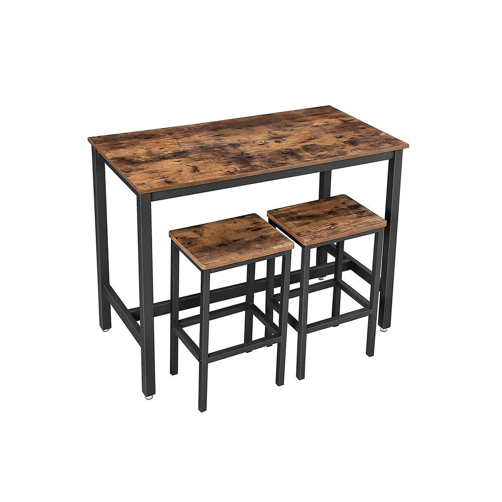 Bartafel met 2 krukken Industrieel - Vintagebruin + Zwart (120 x 60 x 90 cm)
